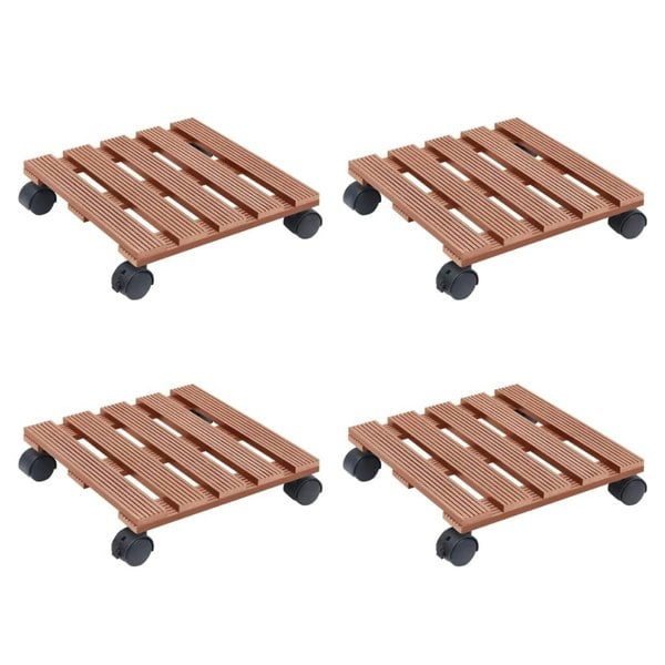 Berkfield Plant Trolleys 4 pcs Brown 30x30x7,5 cm WPC