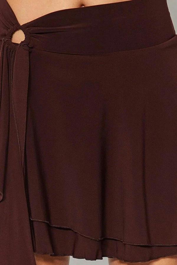 WOVCOR Flounced Mini Stretch Knit Skirt with Ruffle Detail