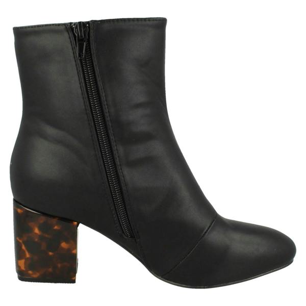 Spot On Ladies Spot On Block Mottled Heel Ankle Boots