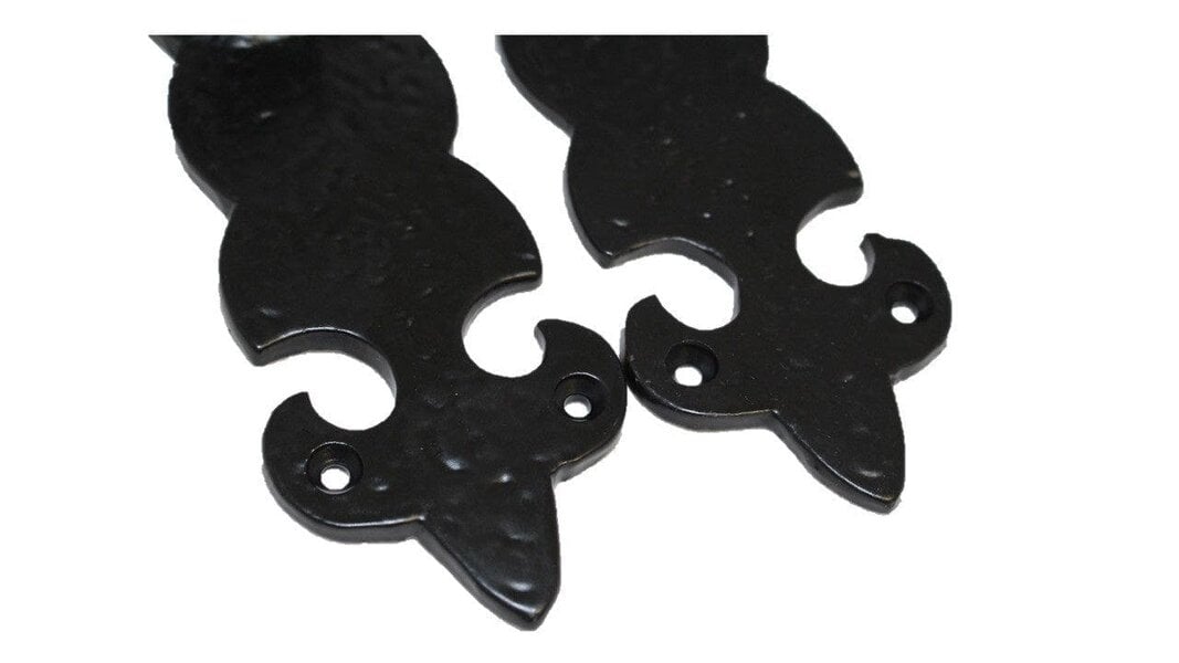 EDH Door Hardware Black Cast Iron Fleur-de-Lys Door Handles – Lever Latch, Bathroom Lock & 3 Lever Lock Sets