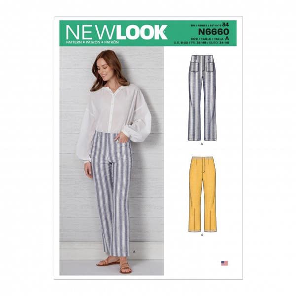 New Look Sewing Pattern 6660, Trousers for Women, A (8-10-12-14-16-18-20) - Intermediate