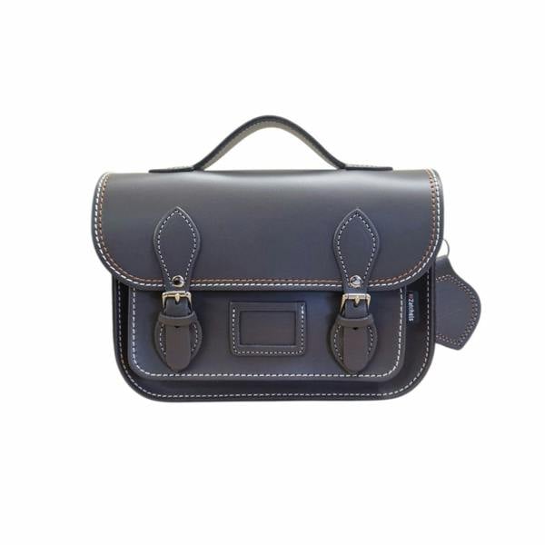 Zatchels Leather Midi Satchel - Double Stitch - Graphite