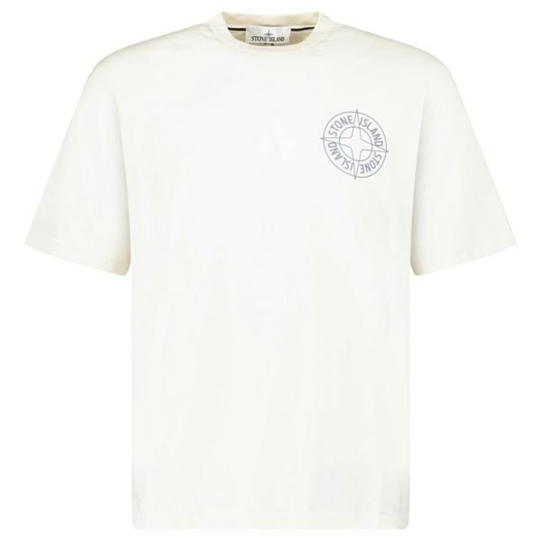 Stone Island Compass-Print Crewneck T-Shirt in Ivory - chancefashionco