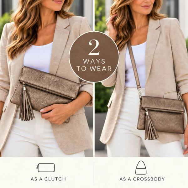Love EMVY Italian Leather Foldover Clutch & Crossbody Bag