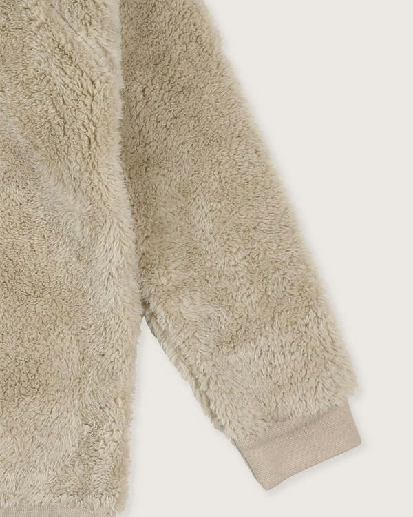 organic cotton Cream Bear Face Print Textured Sweatshirt- image 4