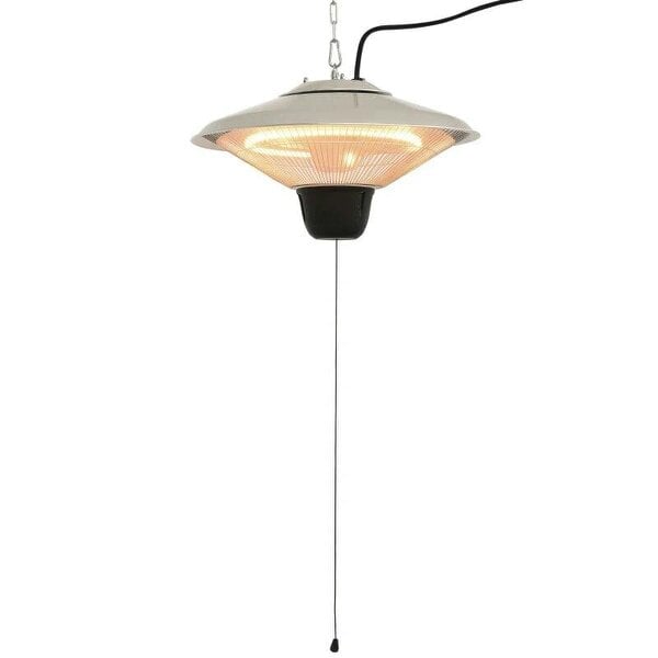 Bobobiy 1500W Outdoor Heater Outdoor Ceiling Mounted Aluminium Halogen Electric Hanging Heating Light Pull Switch Control