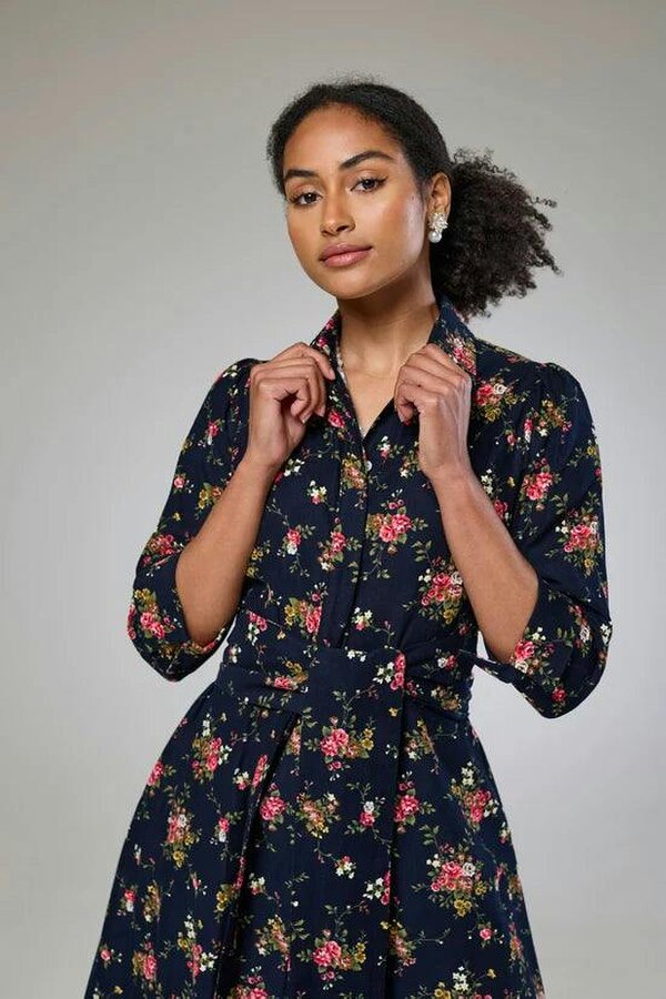 Lioness by TF Navy Flora Cord Long Sleeve Dress