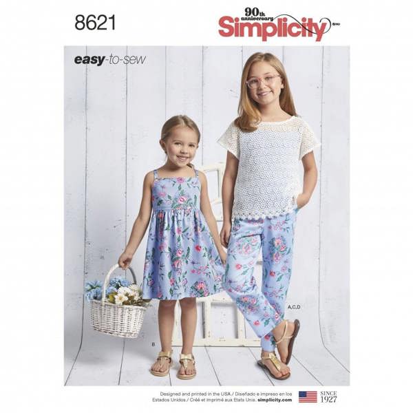 Simplicity Sewing Pattern 8621, Tops, Dresses, Trousers for Kids, Teenagers, HH (3-4-5-6) - Easy
