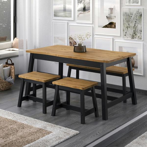 Core Products Linea 3-Piece Spacious Dining Set, Table & Two Benches