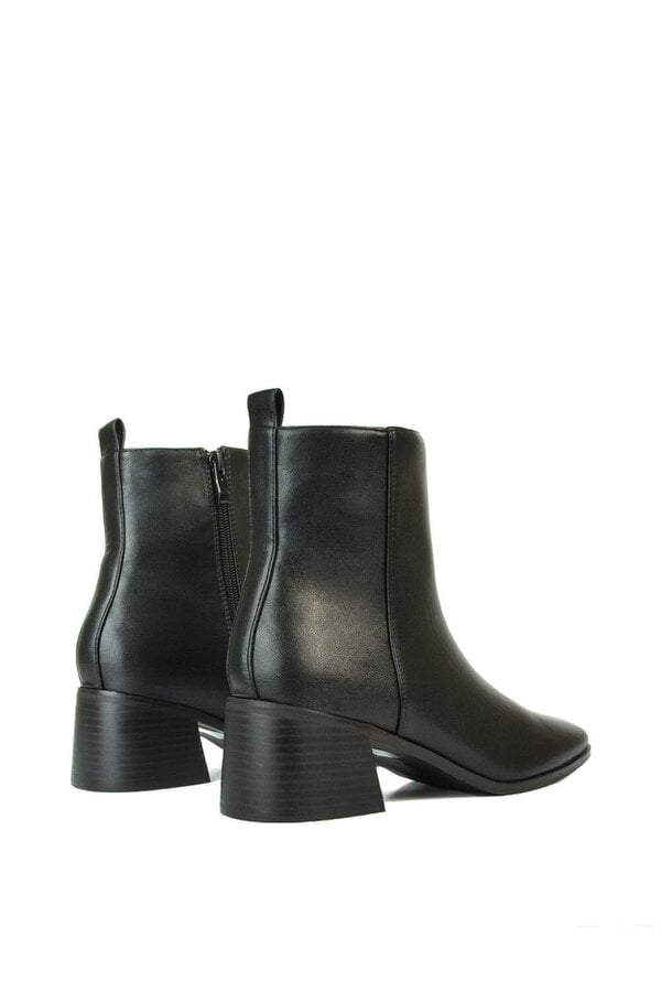 XY LONDON Square Toe Low Heel Ankle Booties With Block Heel