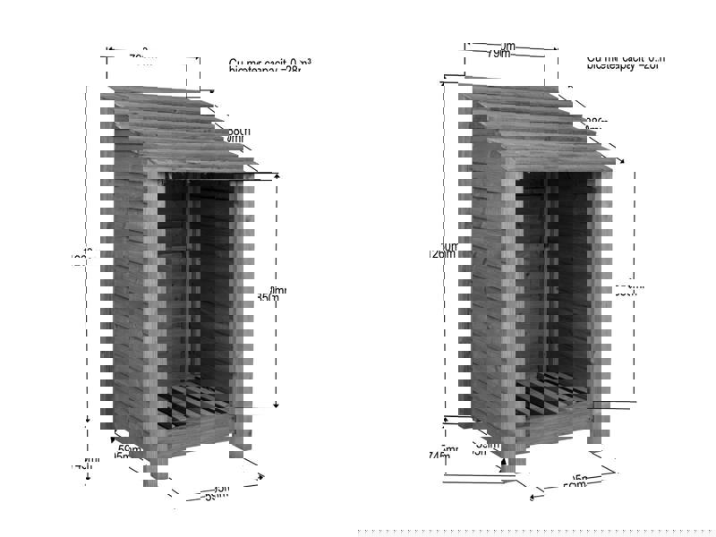 Arbor Garden Solutions Wooden Log Store W-79cm, H-126cm or 180cm, D-88cm
