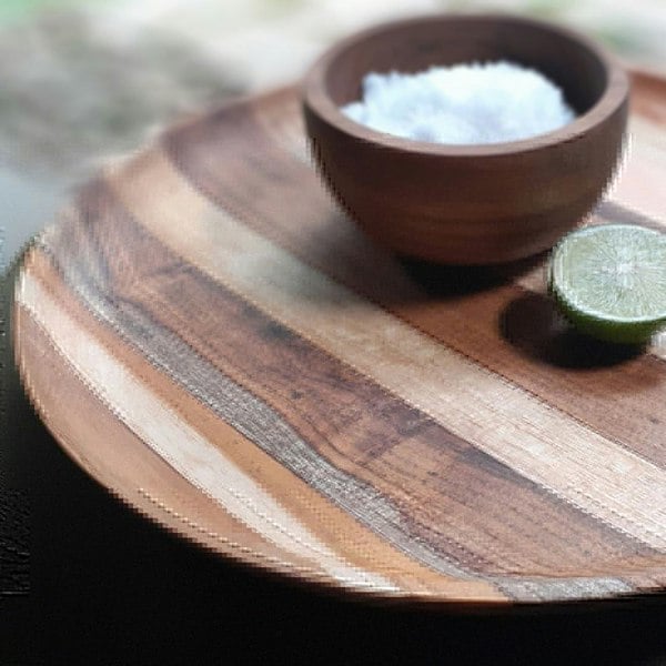Paguro Premium Upcycled End Grain Wooden Serving Plate (2 Patterns)