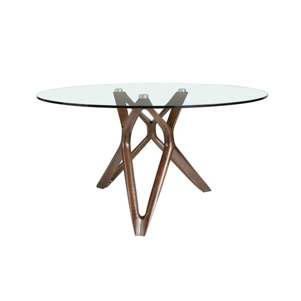 Angel Cerdá Round tempered glass and walnut dining table 1108