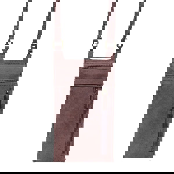 Real Hide Bags 'MYLA' Plum Distressed Real Leather Mobile Phone Crossbody Bag