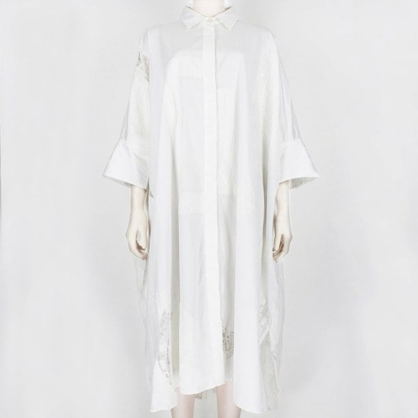 Joseph luxurious oversize shirt dress in white cotton Intricate lace panelling and applique detailing