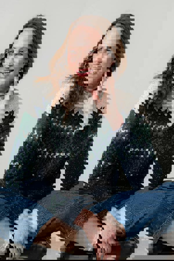 Lily & Me Maeve Fair Isle High Neck Jumper Pine Green