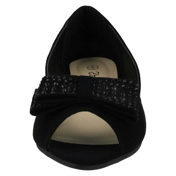 Spot On Ladies Spot On Peep Toe Ballerinas
