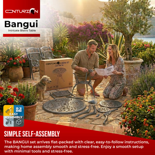 Centurion Supports BANGUI Grey Garden and Patio Cast Aluminium Bistro Table