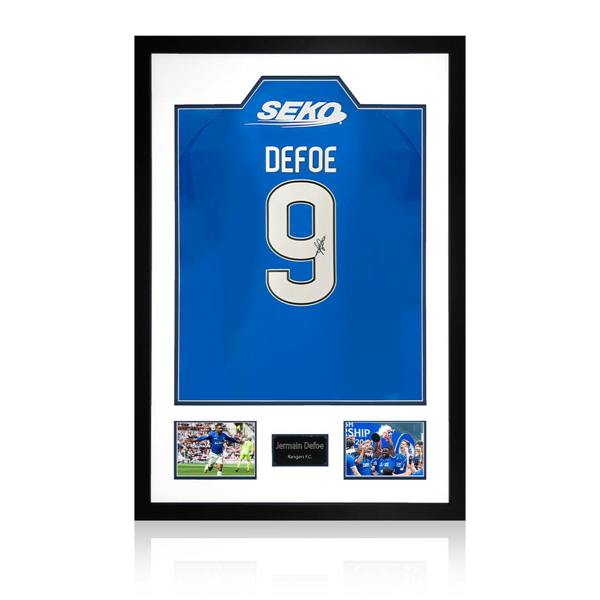 Jermain Defoe Signed Rangers Shirt Premium Frame