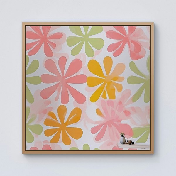 Warren Reed Yellow And Pink Flowers Framed Canvas