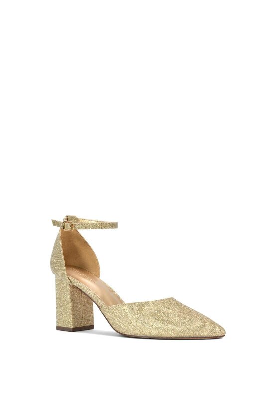 XY LONDON Ankle Strap Block Heel Court Shoes