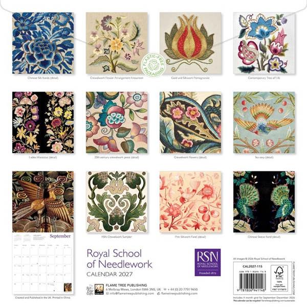 Royal School of Needlework Calendar 2027, Wall Calendars, Month To View, Lifestyle, Gift