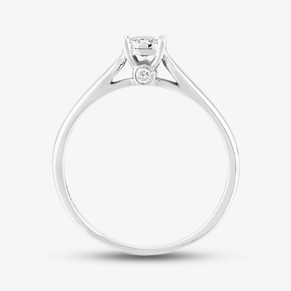 T. H. Baker 9ct White Gold 0.25ct Diamond Bridge Accent Solitaire Ring TH011886R