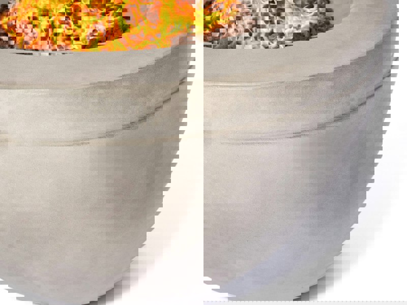 MDA Designs TABITI Light Grey Gas Fire Pit for Garden & Patio Luxurious Eco-Stone Finish Outdoor Heater