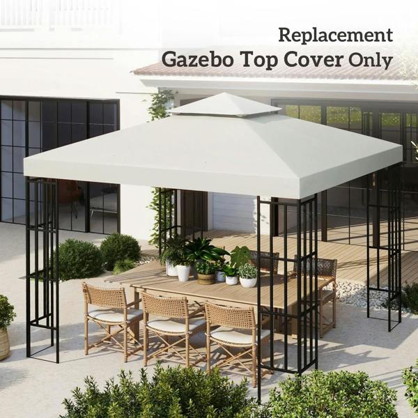 Cream white gazebo top cover only, installed on a square black frame.