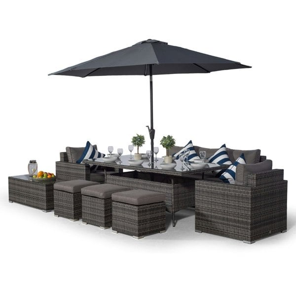 Giardino Sydney 8 Seater Conversation Dining Set With Coffee Table & 3 Stools