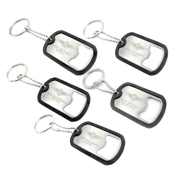 Widdop & Co Top Gun Dog Tag Bottle Opener 1 of 5 Designs Selected at Random Silver