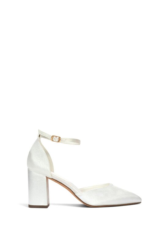 XY LONDON Ankle Strap Block Heel Court Shoes