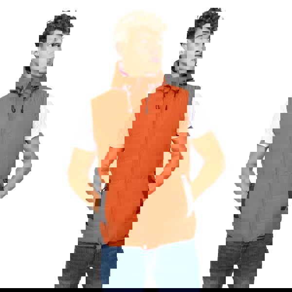 Crosshatch Mens Kampleys Embossed Padded Gilet - Burnt Orange - 