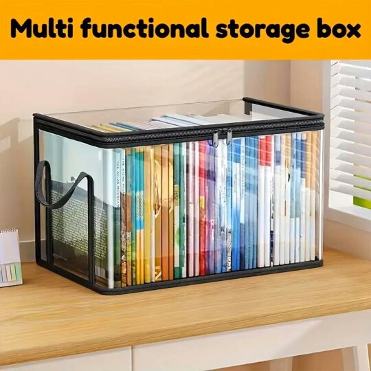 Havendro 4PCS Transparent Clear Storage Boxes Foldable Plastic Organizer with Lid Large
