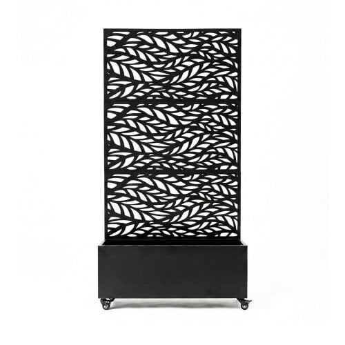 Nicoman Metal Indoor/Outdoor Privacy Screen with Plant Pot - Leaf