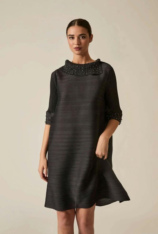 James Lakeland Charcoal Embellished Pleat Dress
