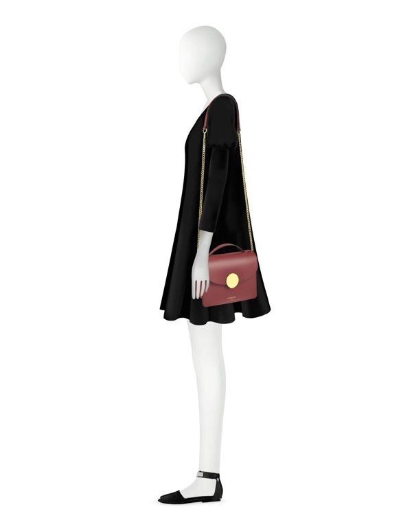 Le Parmentier New Ondina Top Handle Shoulder Bag - Burgundy