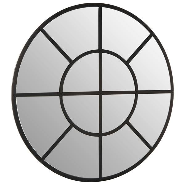 Interiors by Premier Descartes Black Finish Round Wall Mirror