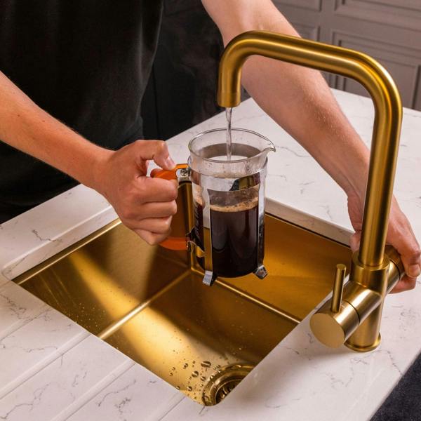 Flode Kyld 4 in 1 Instant Boiling & Cold Water Tap with Filtered Chilled Water |  Brushed Gold Finish