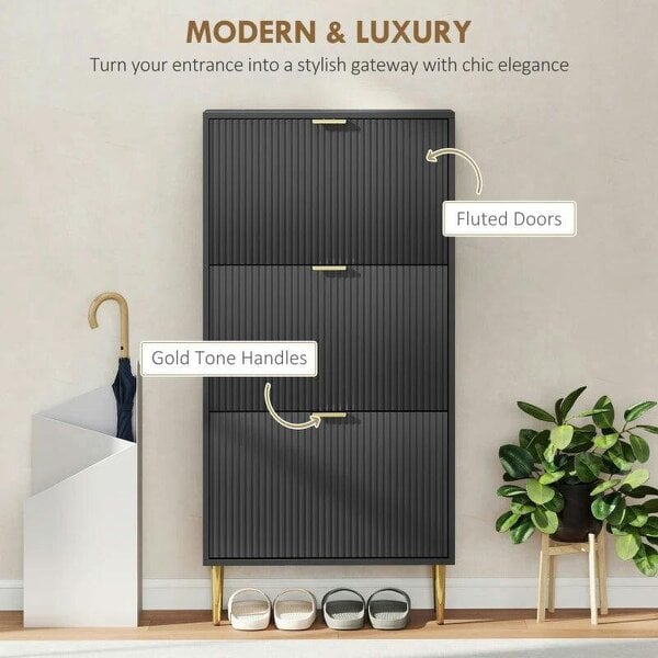 Bobobiy Elegant Three-Drawer Shoe Cabinet - Black