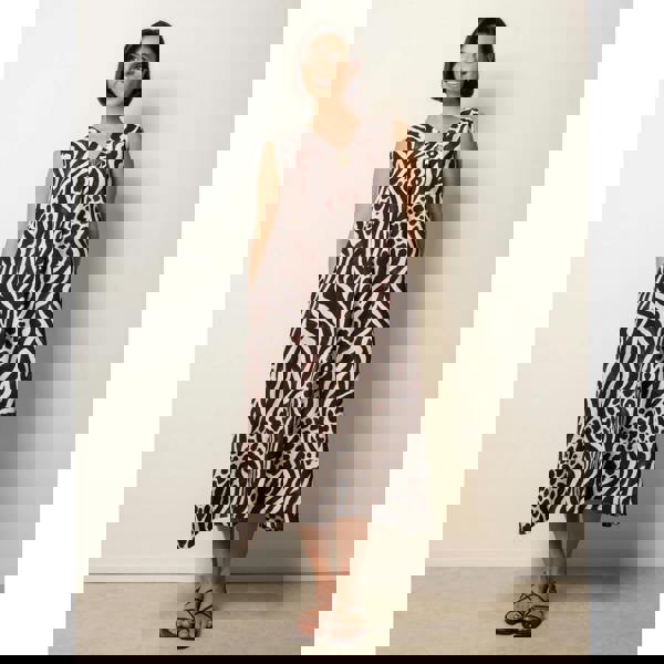 Blue Vanilla Animal Print V Neck Dress