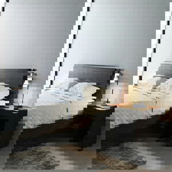 Traditional Matte Black Arch Desk Table Lamp with Clear Ribbed Shade Image 6