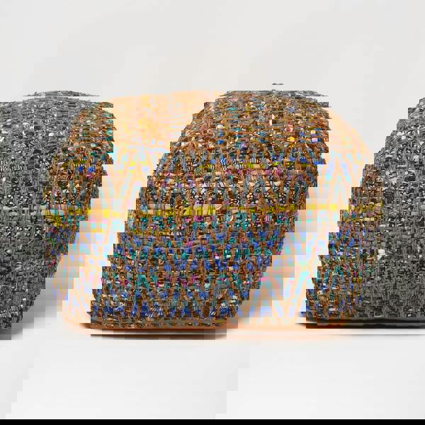 HOMESCAPES Multi-Colour Chindi Design Bean Filled Pouffe