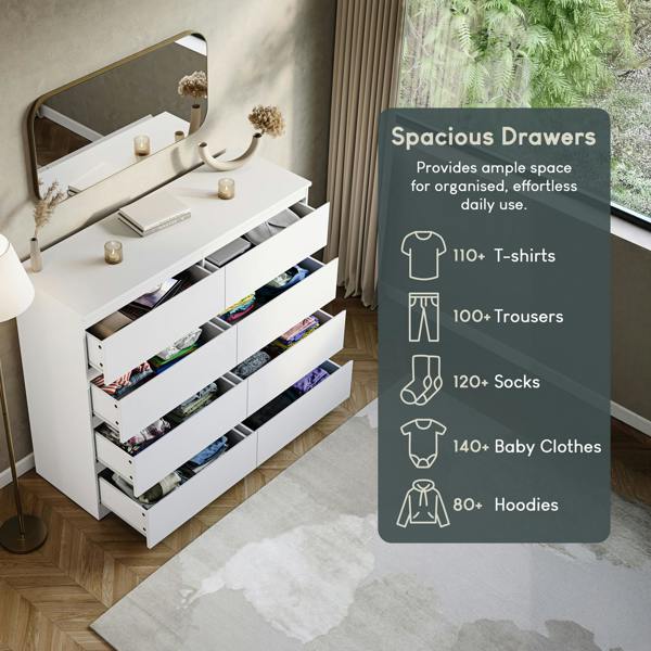 Vida Designs Denver 8 Drawer Chest, Black