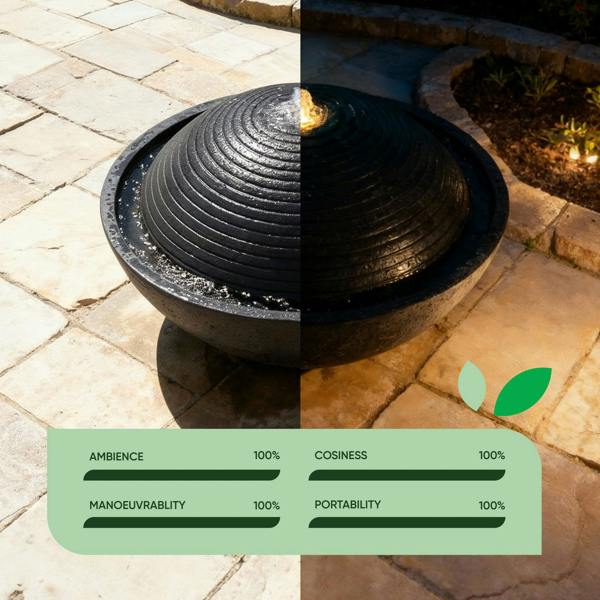 Gardenwize Solar Water Feature – Zen Ripple Dome Fountain with LED Lights & Battery Backup