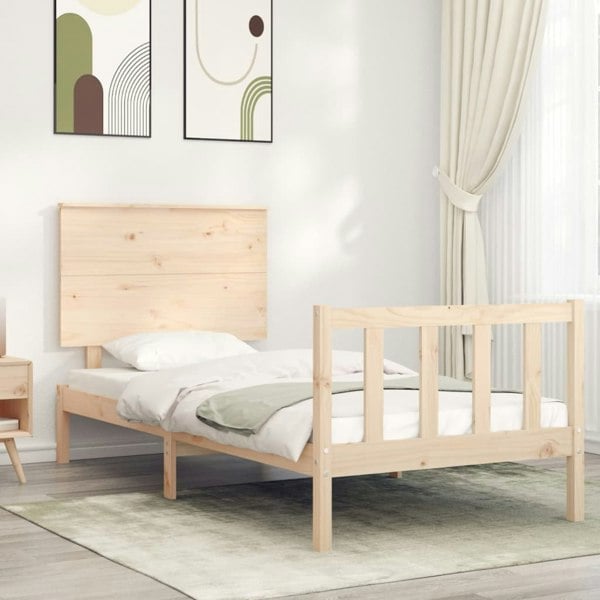 Berkfield Bed Frame with Headboard 100x200 cm Solid Wood