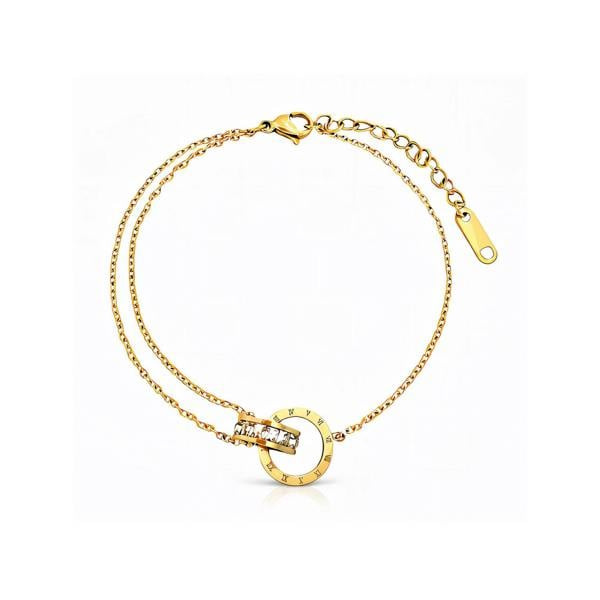 Harper Bracelet - 18K Gold PVD-Plated Roman Numeral Cubic Zirconia Bracelet
