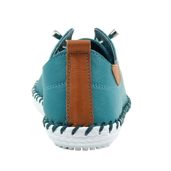 Lunar Women's St Ives Leather Plimsolls - Teal