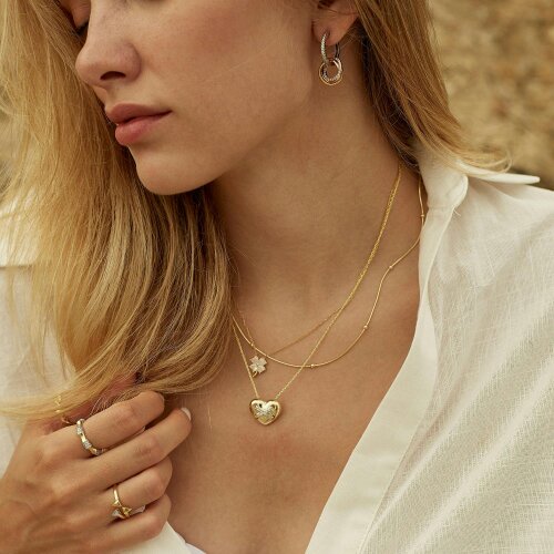 Spero London Best of Luck Four Leaves Clover Sterling Silver Bracelet Necklace and Stud Earring Set - White