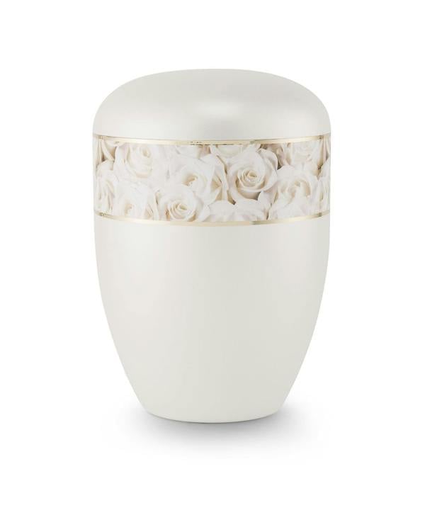 Memorials Direct Arboform White Rose Border Urn (Pearl) - XL Adult